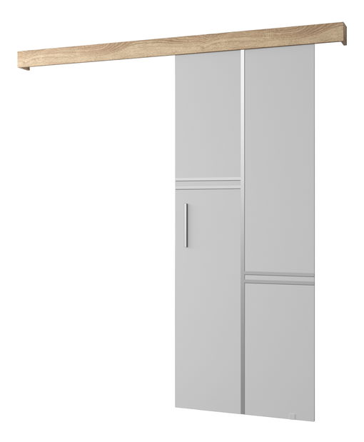 Posuvné dvere 90 cm Sharlene VIII (biela matná + dub sonoma + strieborná)