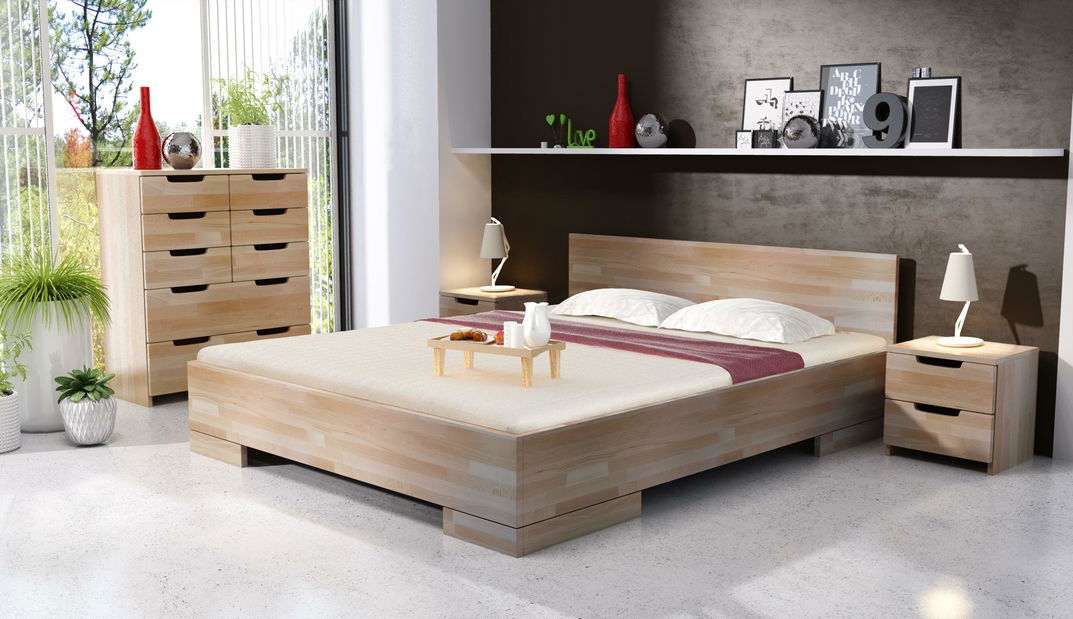 Manželská posteľ 200 cm Naturlig Stalander Maxi ST (buk) (s roštom a úl. priestorom)