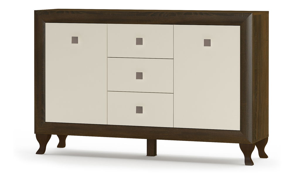 Komoda PEONY (dub sonoma čokoládový + béžový lesk)