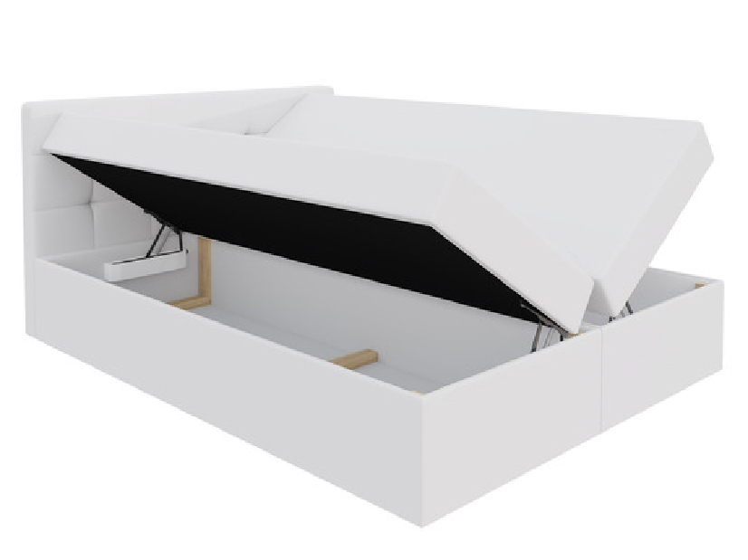 Pat matrimonial Boxspring 180 cm Cinara (piele ecologică soft 017 (Alb)