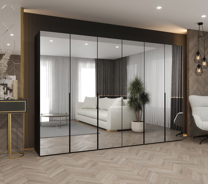 Ormar za garderobu 300 cm Alice 3 (crna + crna)