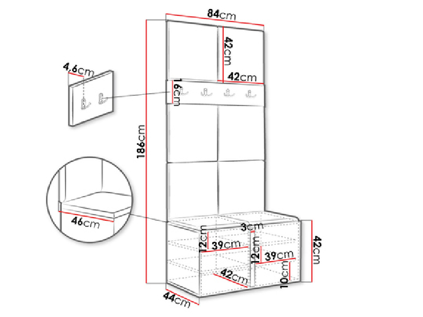 Hol Timothy IV (Beton + Beton + Negru) (piele ecologică Soft 017 (Alb))