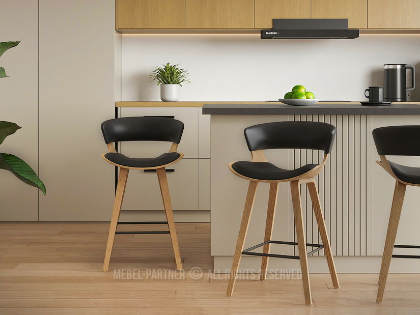 Scaun bar CH70 (negru + stejar)