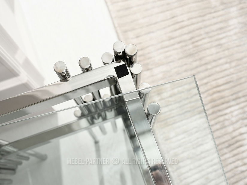 Măsuță consolă Benji (sticlă transparentă + crom)