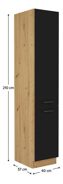 Dulap de bucătărie pentru alimente Meriel 40 DK 210 2F (negru + stejar artisan)