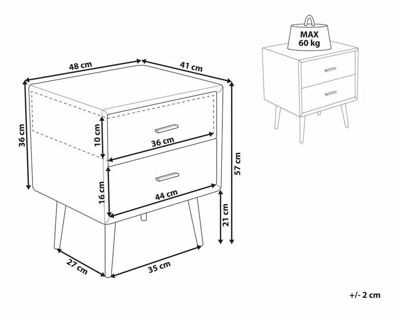 Noptieră ESONNA (gri)