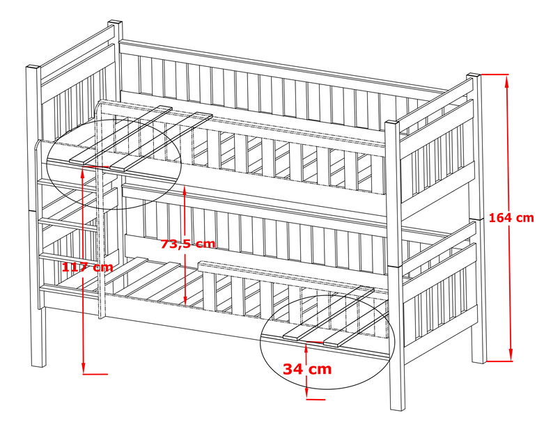 Pat pentru copii 90 x 200 cm KARLA (cu somieră și sp. depozitare) (Alb)