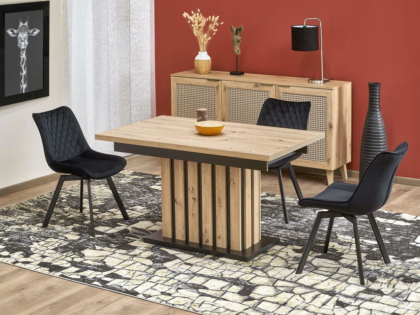 Masă de sufragerie Lalia 160 (stejar artisan + negru) (pentru 6 până la 8 persoane)