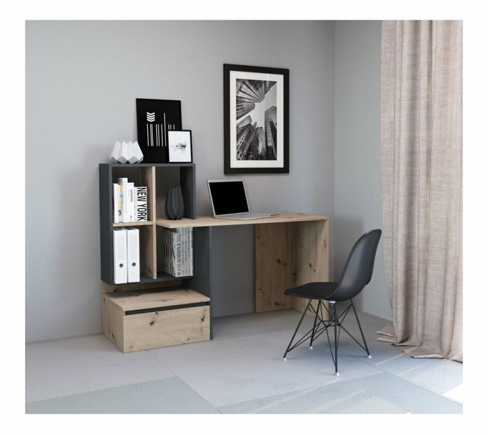 PC stolić Paca 2 (hrast artisan + antracit)