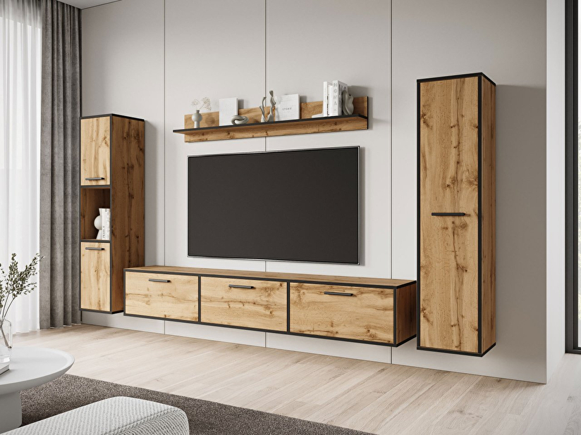 Mobilier living Ikinra XL (Stejar wotan + Negru) 