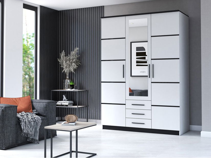 Ruhásszekrény Sabine 3DI (fehér + fekete)