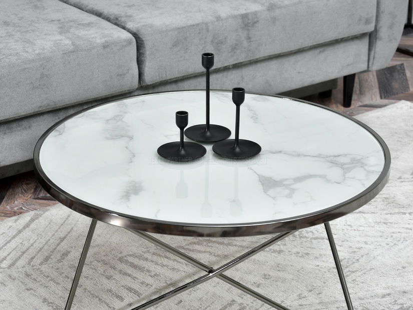 Măsuță de cafea Armin Xl (marmură albă + negru)