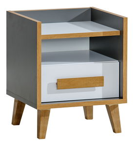 Noćni stolić tip W11 Wendy (antracit + bijela + hrast Wotan)