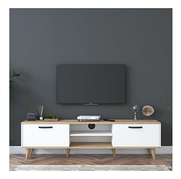 TV asztal/szekrény Vokata 6 (fehér + dió) 