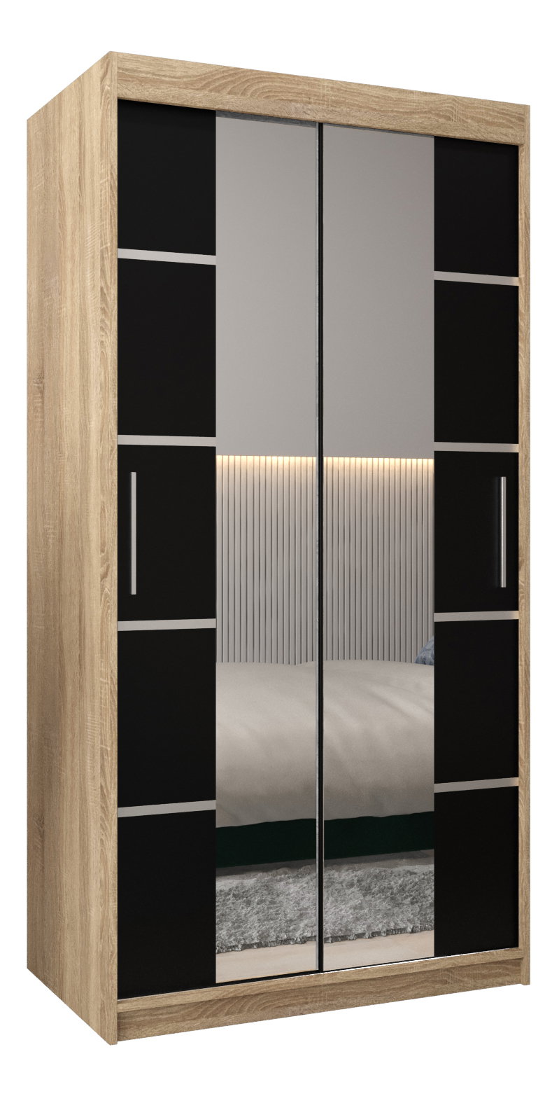 Ruhásszekrény 120 cm Verika 4 120 (sonoma tölgy + fekete)