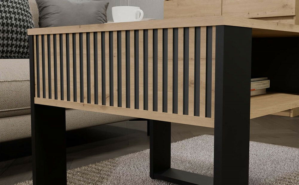 Măsuță de cafea Maduro Mini Slim 1 (stejar artisan + negru)