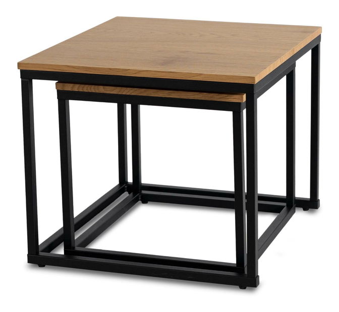 Set 2 măsuțe de cafea Climas (stejar auriu + negru) 