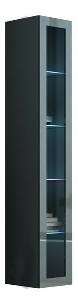Vitrină Zylia (Gri + Gri lucios) (iluminat LED RGB color)