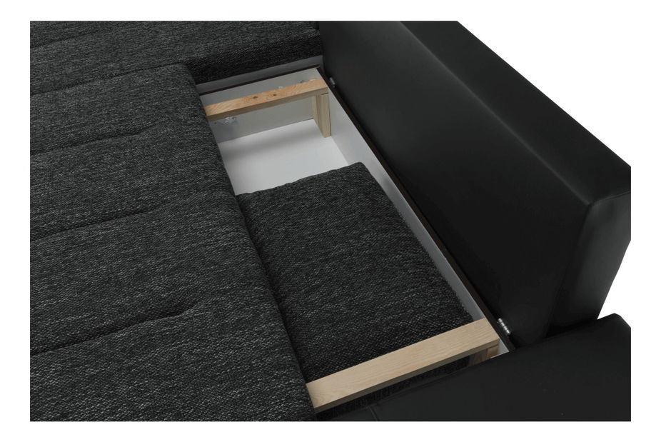 Rohová sedačka (univerzálna) Celina NEW (čierna ekokoža + látka Berlín (čierny melír)