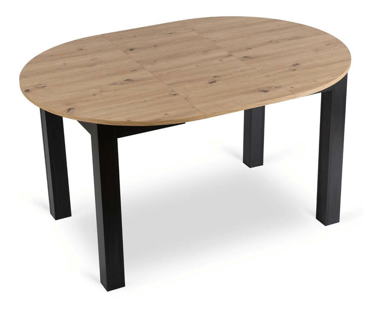 Blagovaonski set Hungaro (hrast artisan + crna + bež) (za 4 osobe)