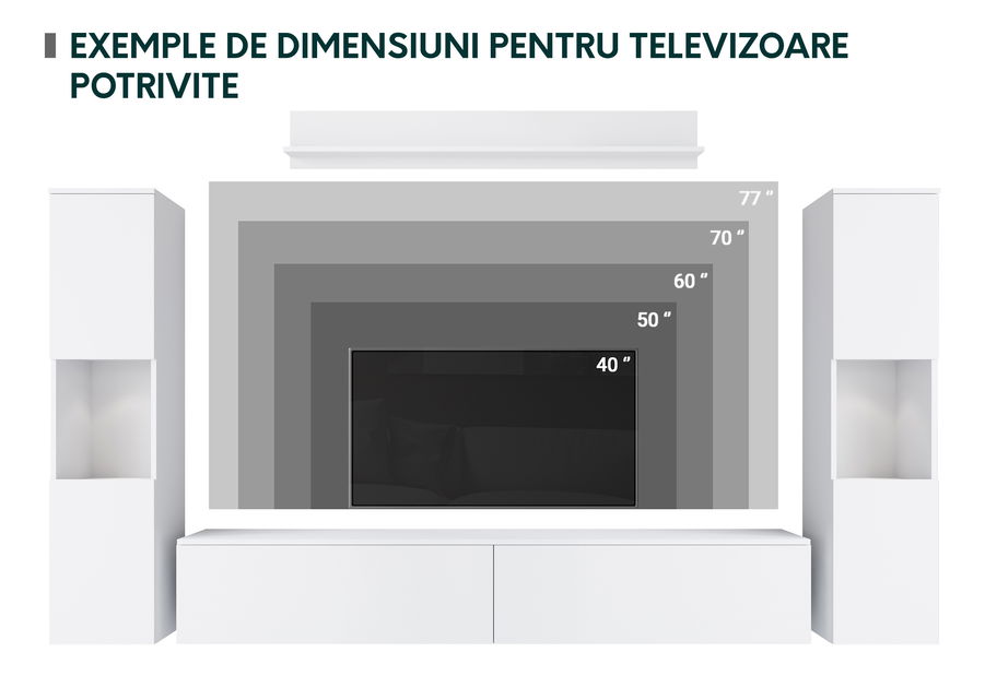 Mobilier living Nova XL (Stejar wotan + Alb lucios) (fără iluminat)