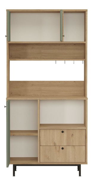 Polcos szekrény Rebutia 4 (tölgy + zöld)