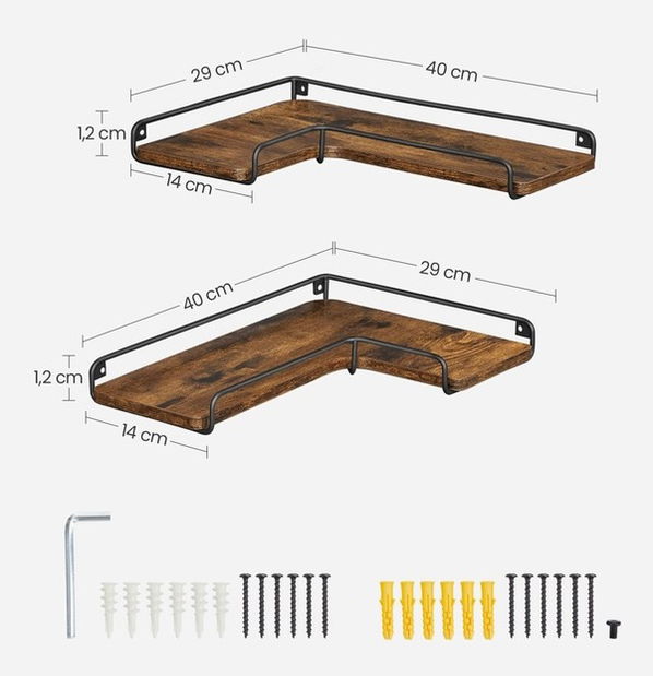 Set 2buc rafturi Lorvyn (negru + maro)