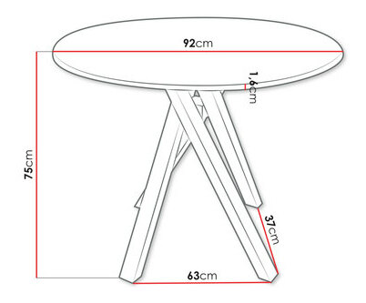 Masă sufragerie 92 cm Geratus 92 (Alb + Negru) (pentru 2-4 persoane)