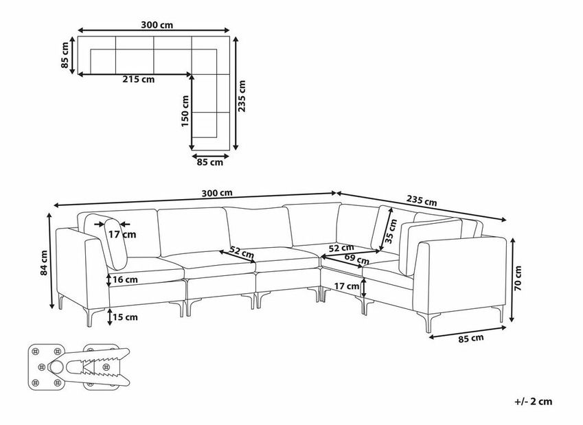 Kutna garnitura za sjedenje Eldridge (plava) (L)