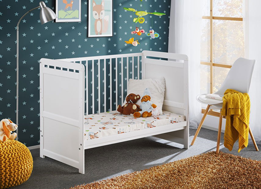 Detská postieľka 60 cm Teressa 26 WW BT+M (biela) (s matracom)