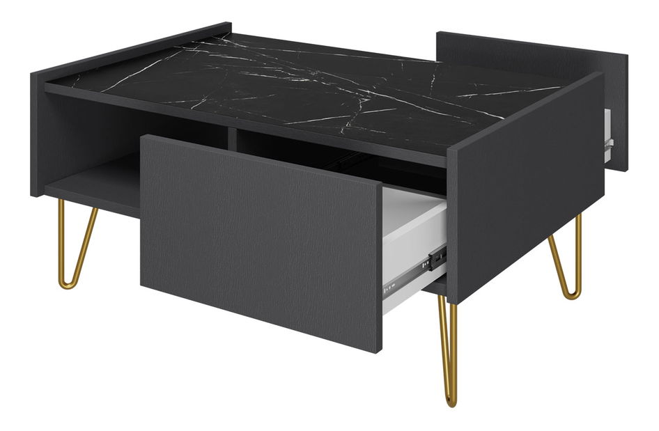 Dohányzóasztal Amaryllis AL97 (fekete grafit + fekete királyi márvány) *bazár