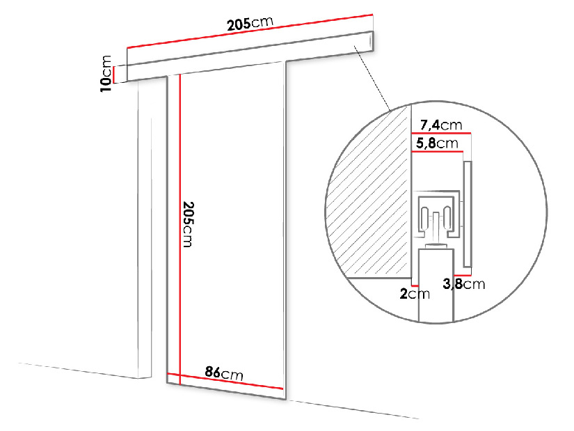 Posuvné dvere Clayton 80 II (biela + zrkadlo)