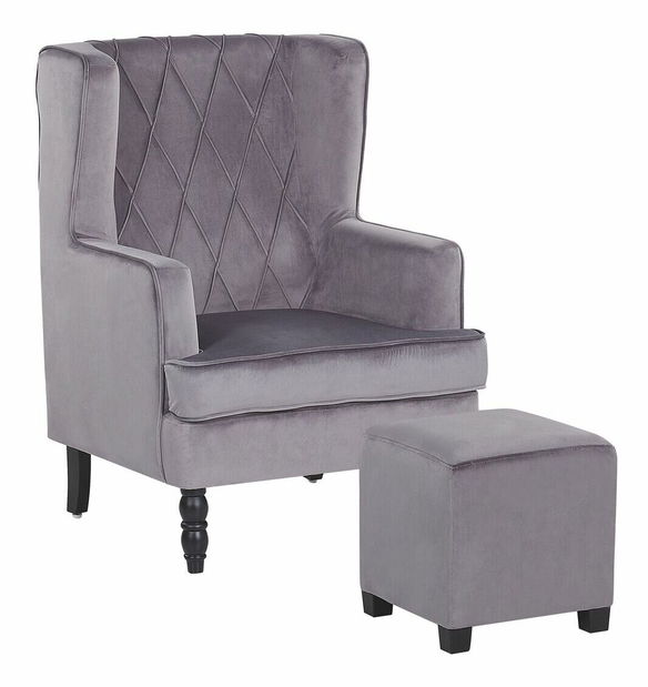 Fotelja SANES (siva) (s tabureom)