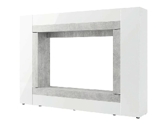 Mobilier living Warsa (Alb + Alb lucios + beton)