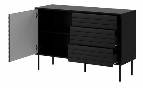 Set mobilier living Hermano II (Negru + Nuc warnia) 