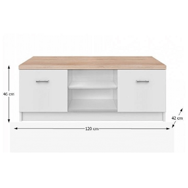 TV stolík/skrinka Timmy Typ 15 2D (biela + sonoma) *bazár