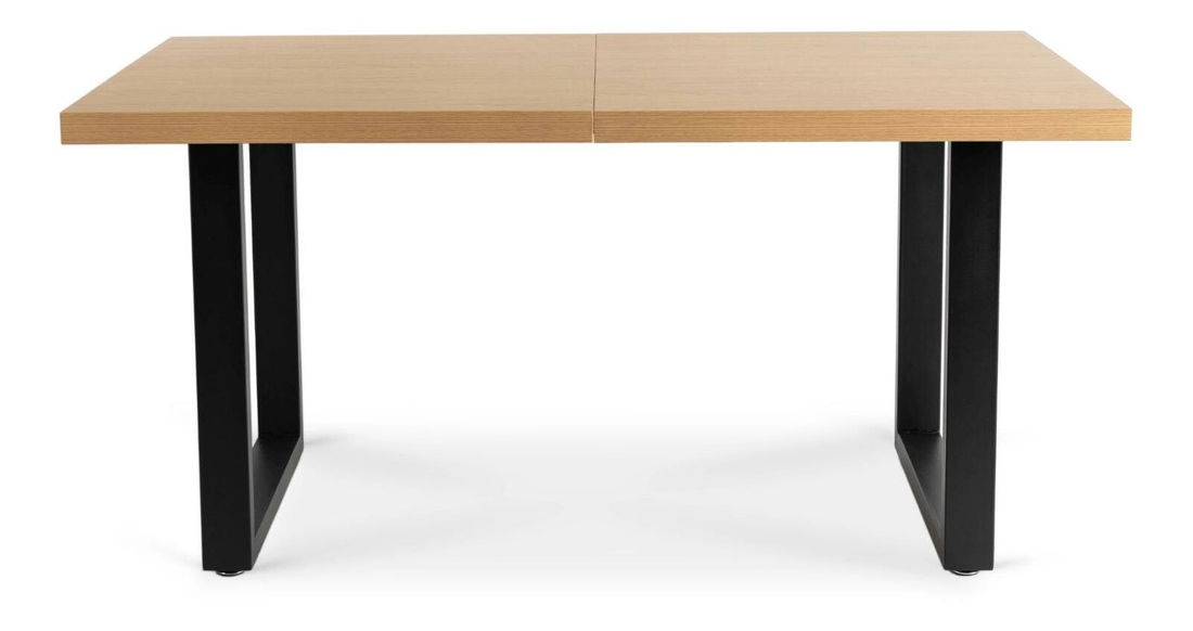 Blagovaonski stol na razvlačenje Escuchan (zlatni hrast + crna) (za 6 do 10 osoba)