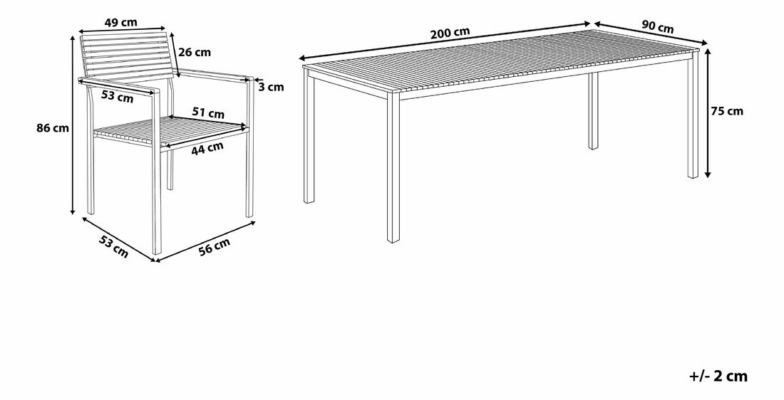 Set de masă pentru grădină Veneto (lemne deschis)