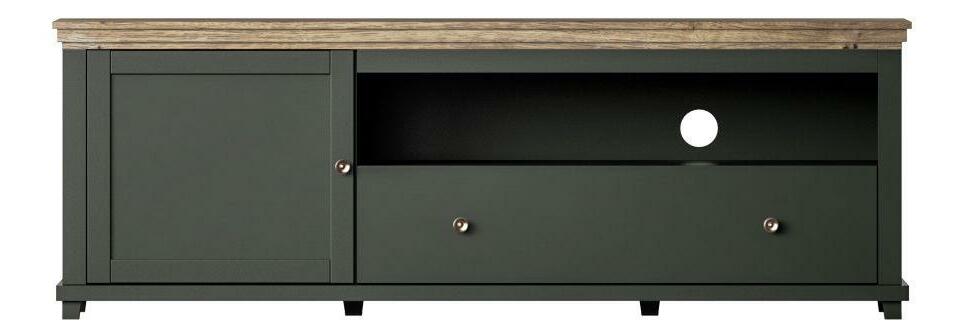 TV asztal/szekrény Elvina Typ 40 (sötétzöld + lefkas tölgy)