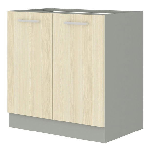 Dulap inferior de bucătărie sub chiuvetă Edison 80 ZL 2F BB (Alb)