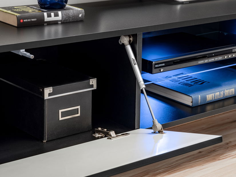 Obývacia stena s elektrickým krbom Flamingo E (čierna matná) (s LED osvetlením)