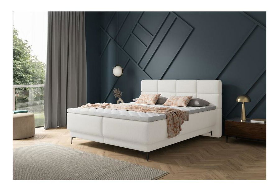 Kontinentális franciaágy 180 cm Riviera 180 (ágyráccsal és matraccal) (tárolóhellyel) (fehér + fekete)