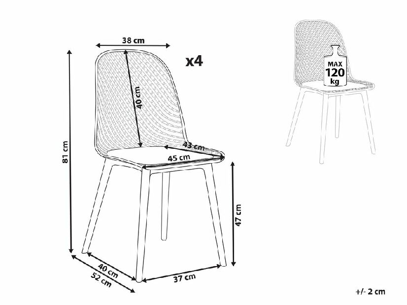 Set 4 buc scaun tip bar Erielle (roz)