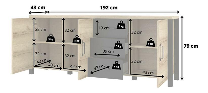 Komoda Oralee Typ 47 (dub grand natural + čierna matná)