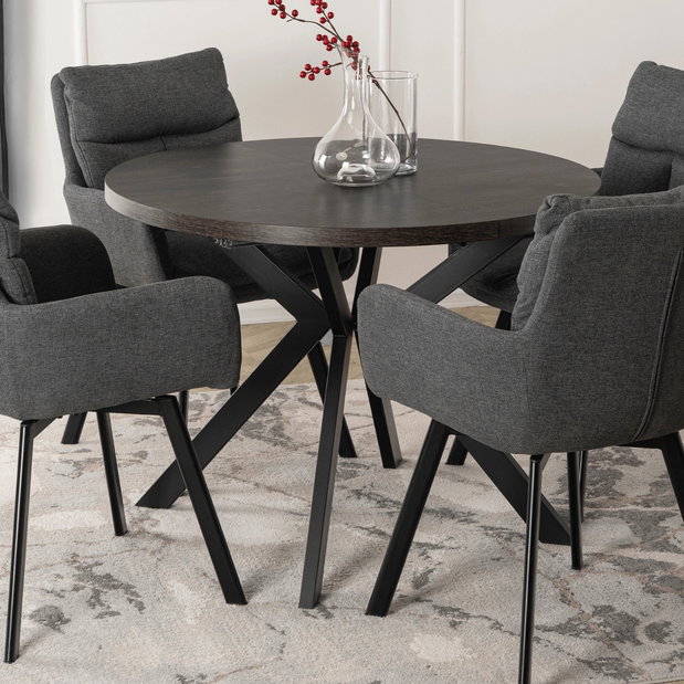 Rozkladací jedálenský stôl Lavar (čierna) (pre 4-10 osôb)