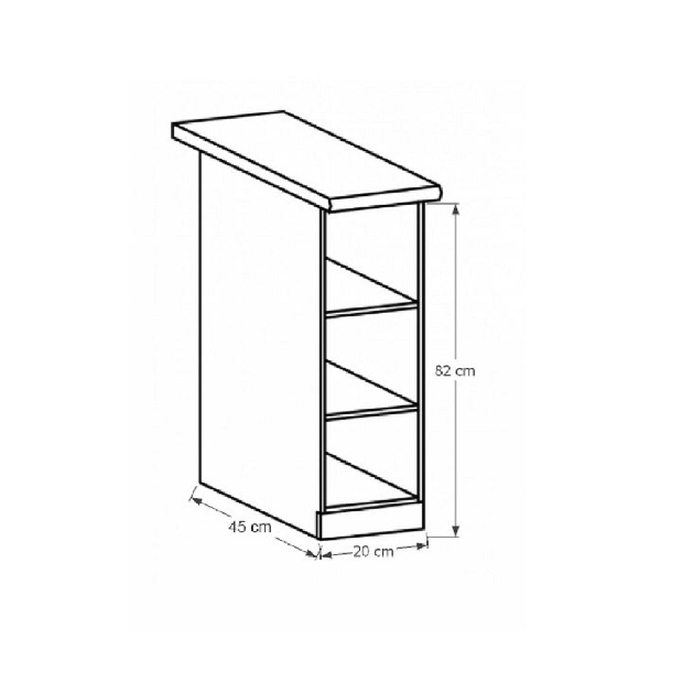 Dolná kuchynská skrinka s policami D20P Provense (biela)