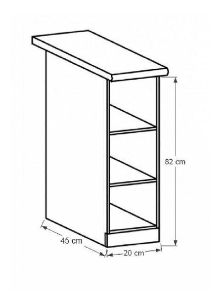 Suport de bucătărie inferior cu rafturi D20P Provence (alb)