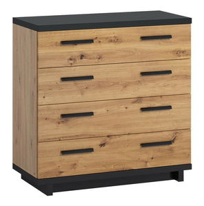 Komoda K4SZ Marisol MS01 (hrast artistan + mat crna)