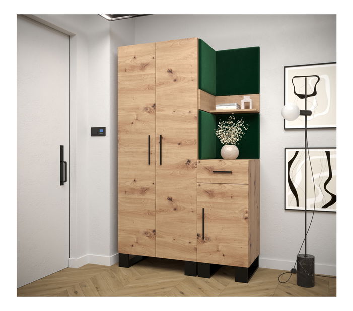 Set mobilier pentru hol Amanda 6 (Stejar artisan + verde)