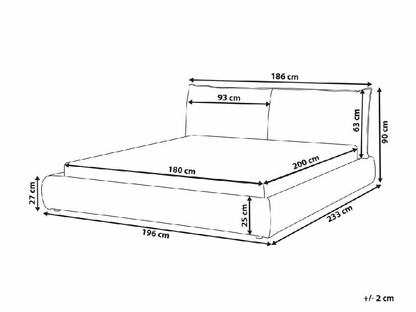 Bračni krevet 180 cm Vetiver (sivo-bež) (s podnicom)